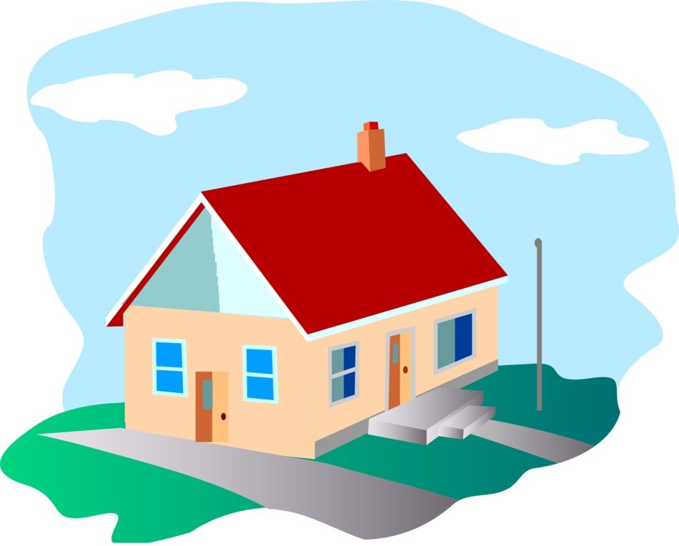 contemporary house in countryside, illustration