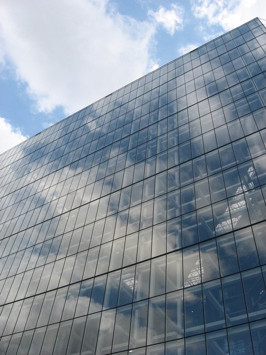 image of clouds in the windows of a skyscraper