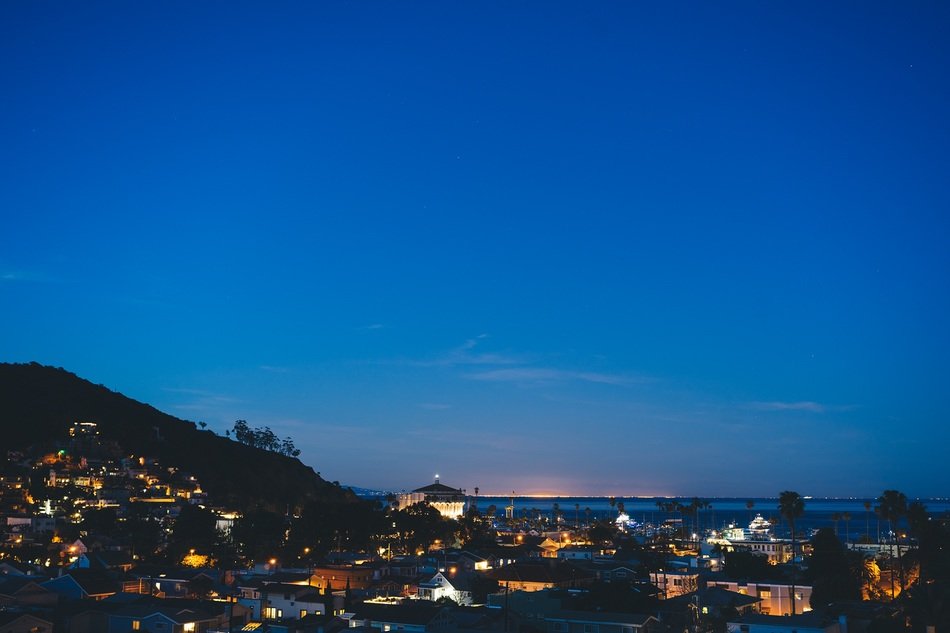city on coast at dusk, usa, california, Santa Catalina, avalon
