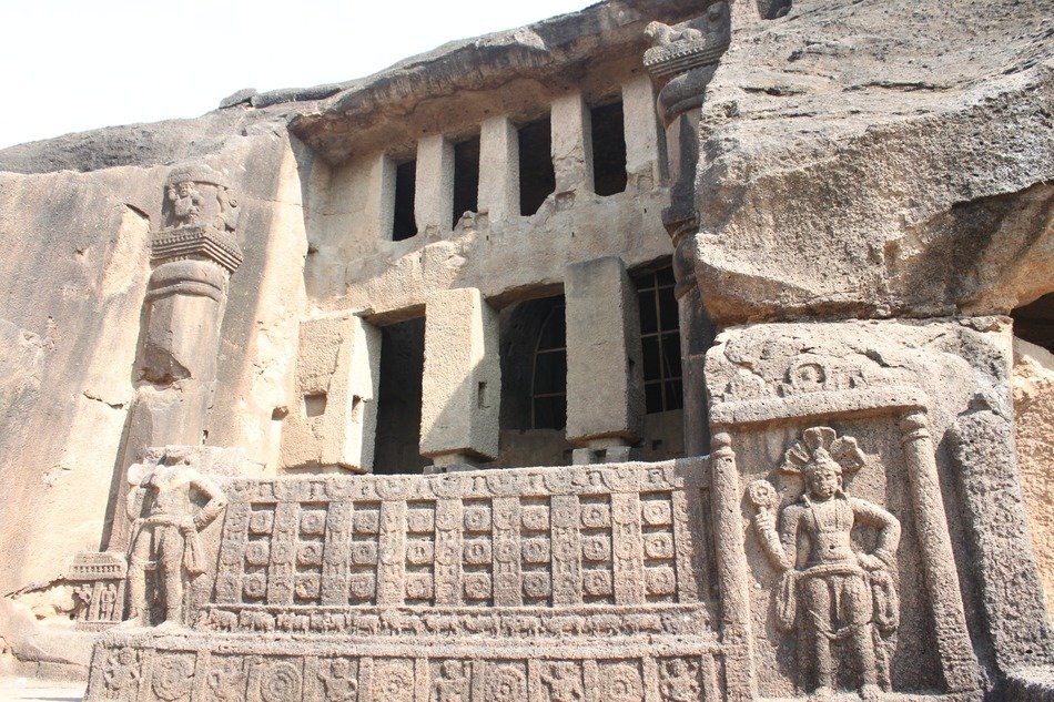 ancient stone carving of Kanheri Caves, india, Mumbai