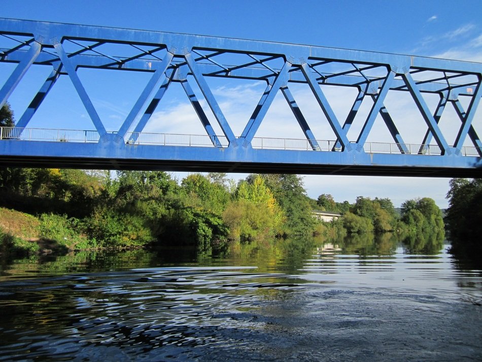 metal bridge across saar river, germany, saarbruecken