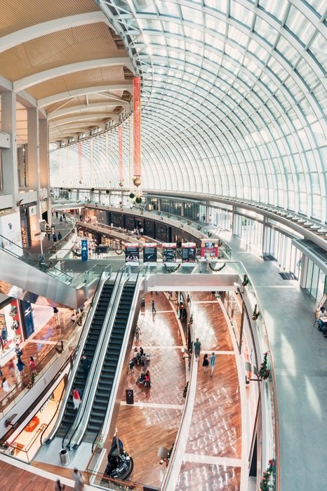 interior of Marina Bay Sands shopping center, singapore