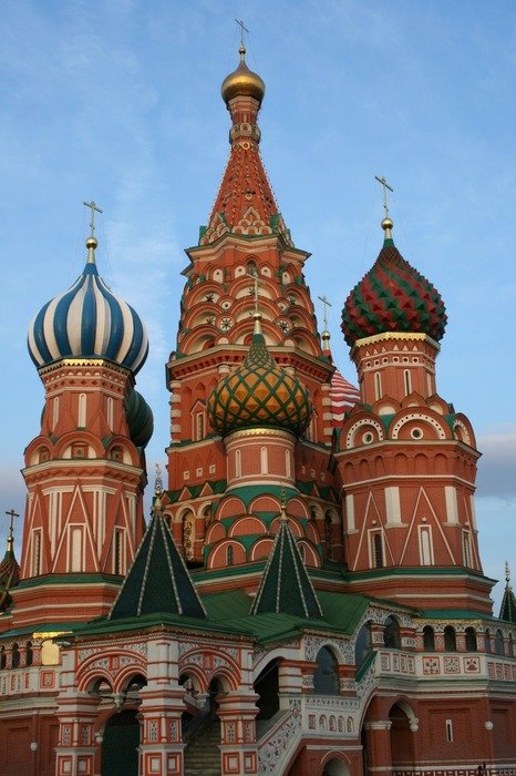 orthodox Saint Basil's Cathedral at sky, russia, moscow