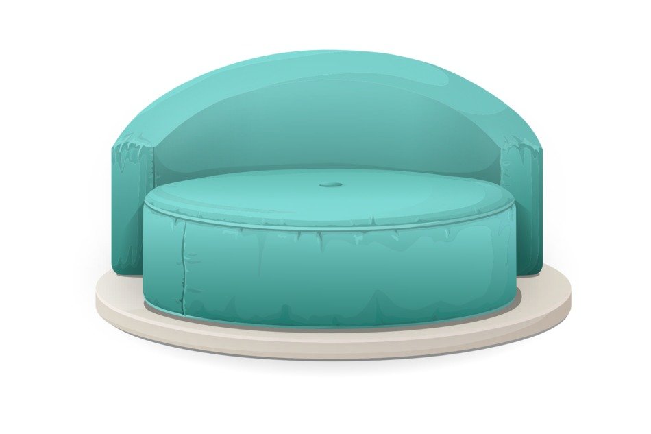 blue round sofa, illustration
