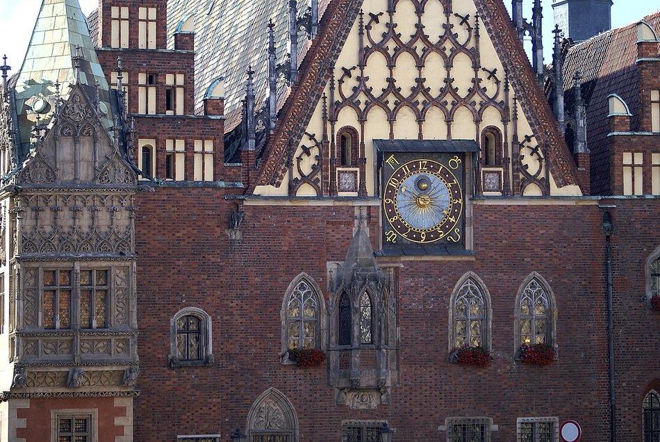 Astronomical clock on old Town Hall, poland, Wrocław free image download