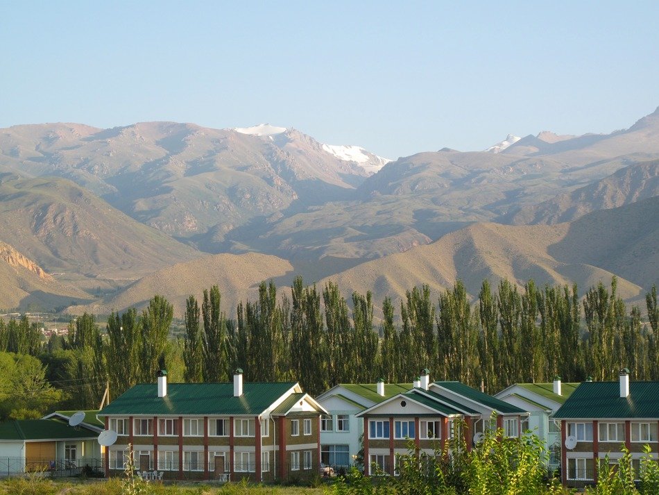 two-story houses in the valley of the Kyrgyz Republic