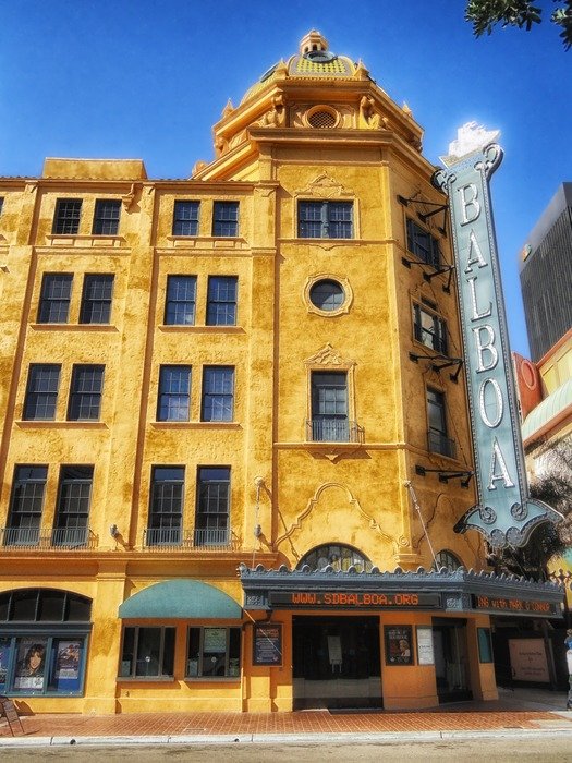 facase of balboa theatre, usa, california, san diego