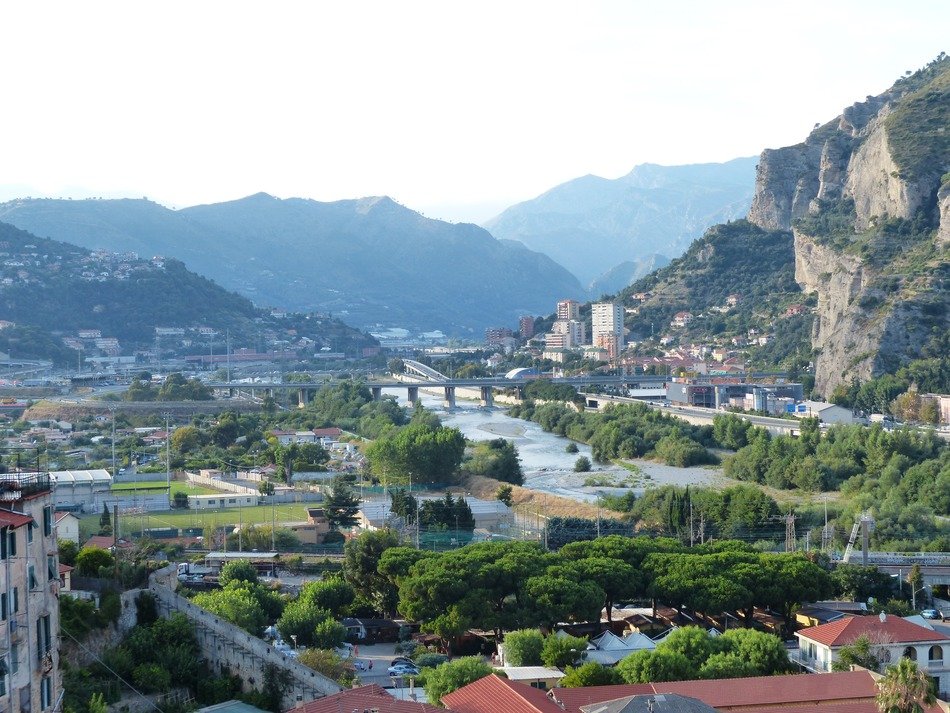 beautiful view of city in mountain vallet at river