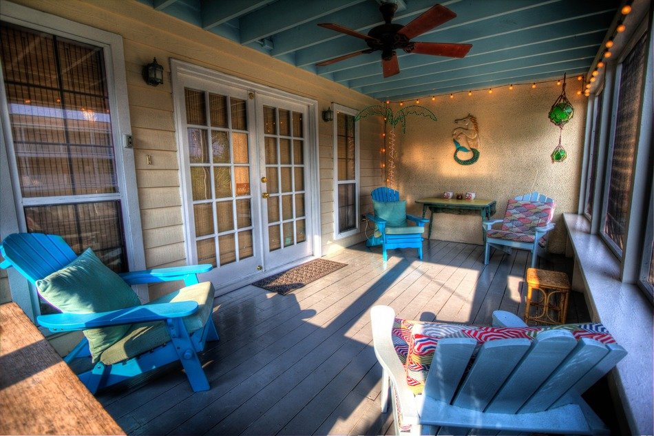 interior of a cozy veranda in the sun