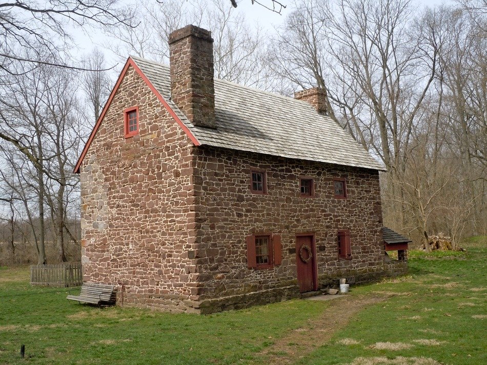 home old two-storey brick house in park, usa, pennsylvania