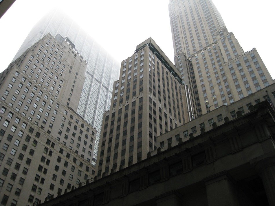 Skyscrapers in the fog, New York