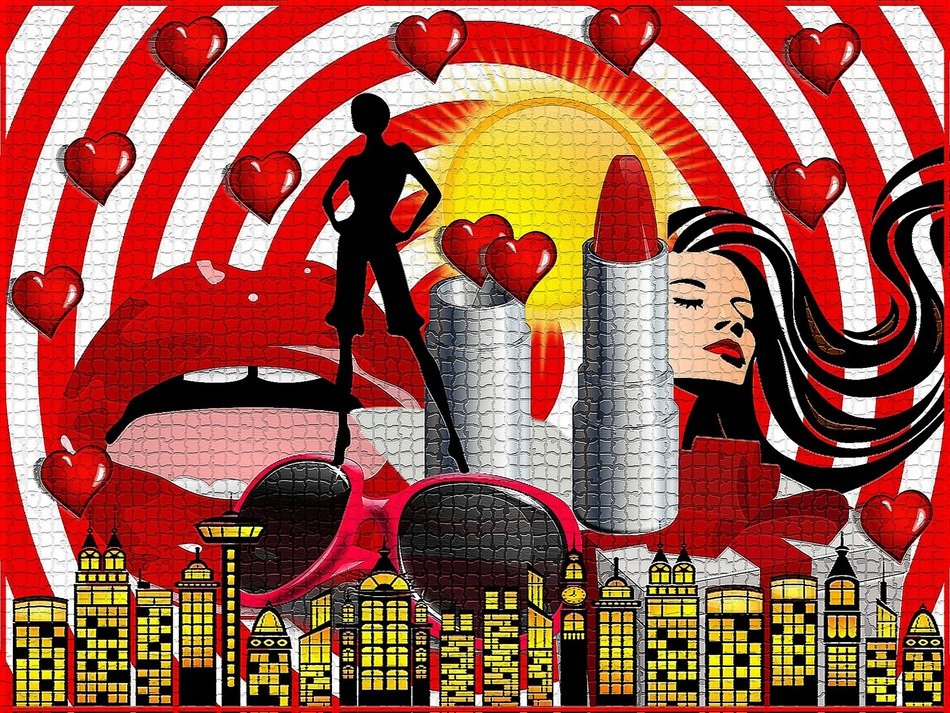 women and city, illustration