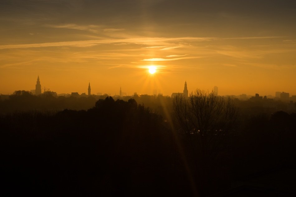 city scyline in the morning in netherlands