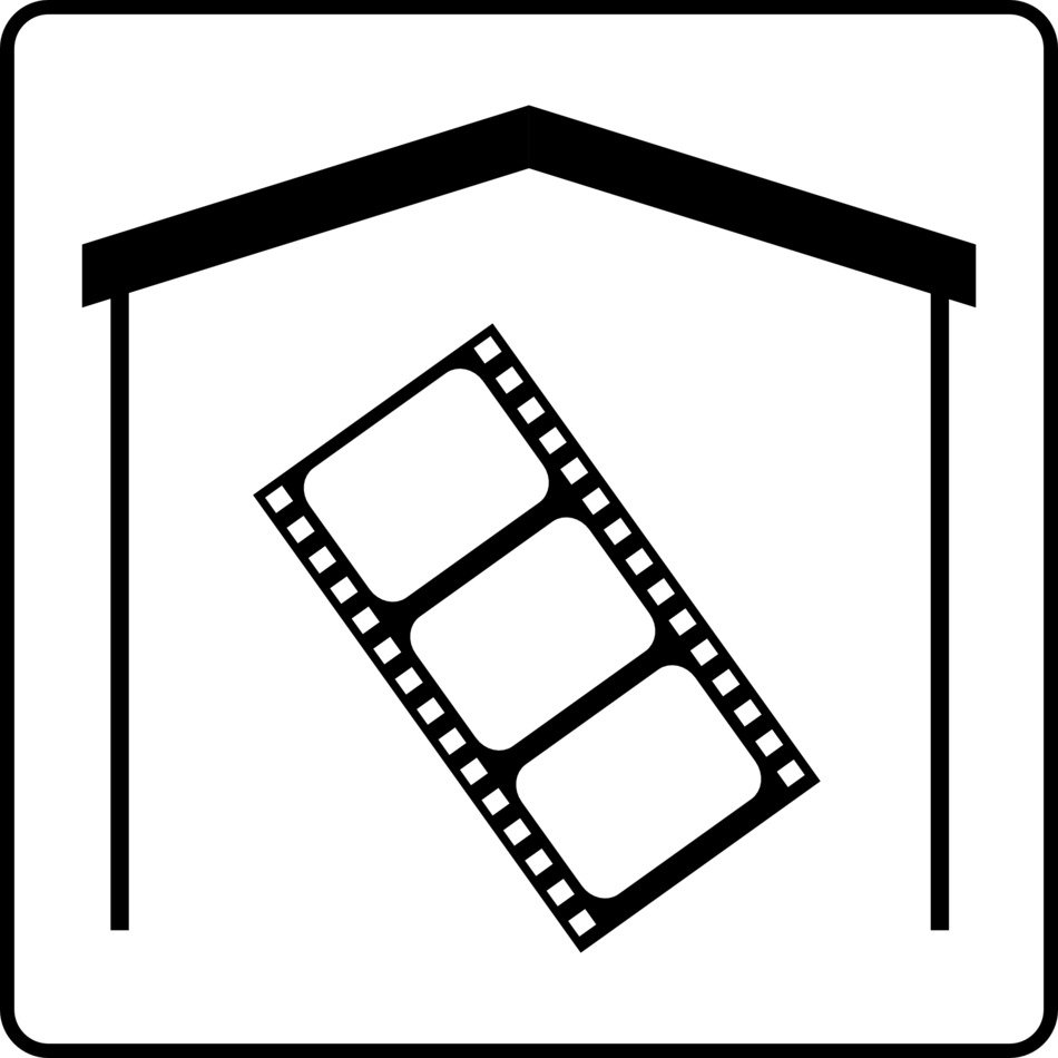 cinema, black and white icon