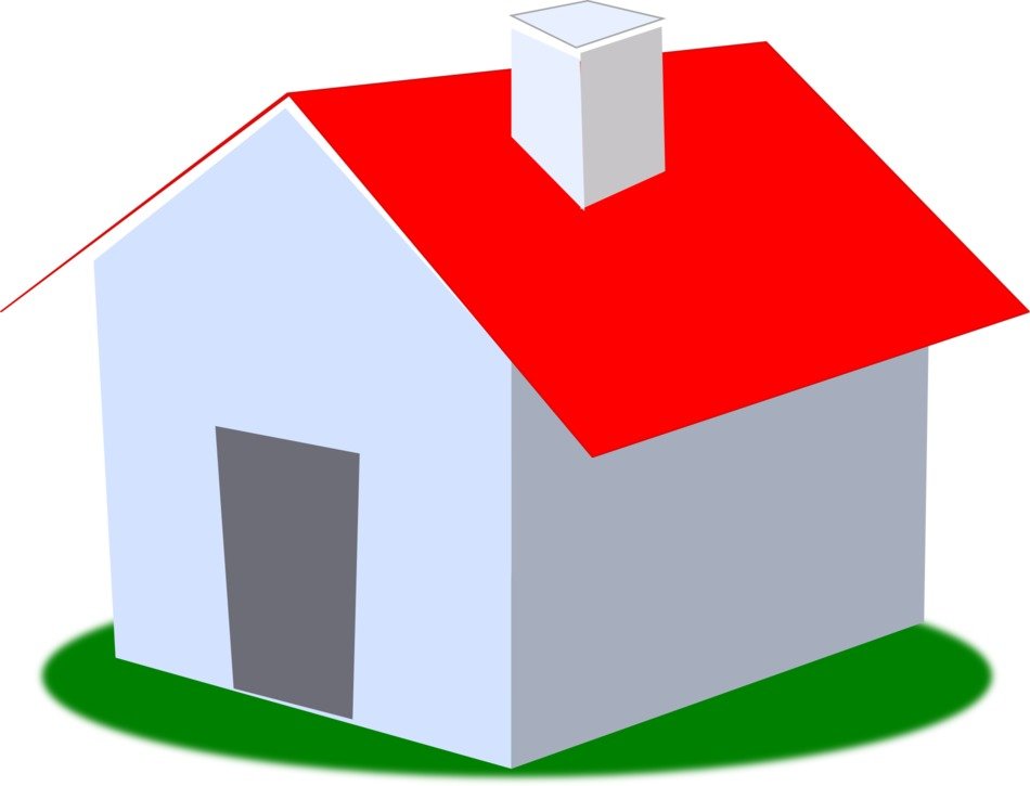 grey house with red roof, icon