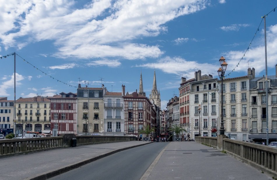 bridge on street of old town, spain, euskadi