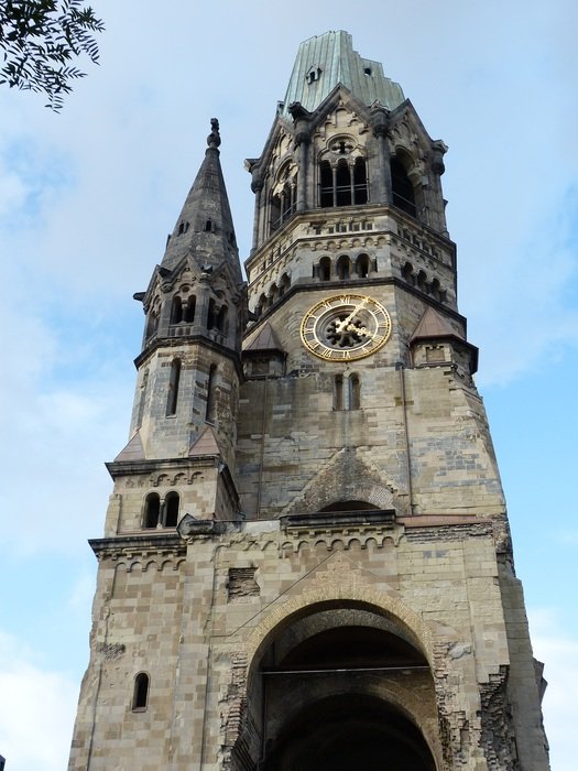 ruined steeple of gedächtniskirche at sky, germany, berlin