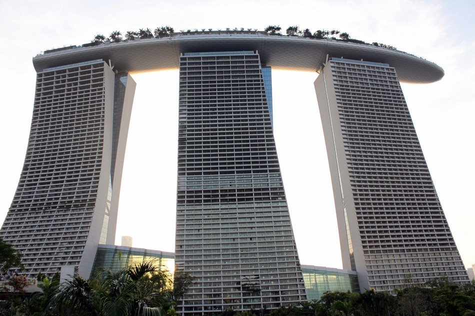 three main towers of hotel and casino building, singapore, marina bay sands