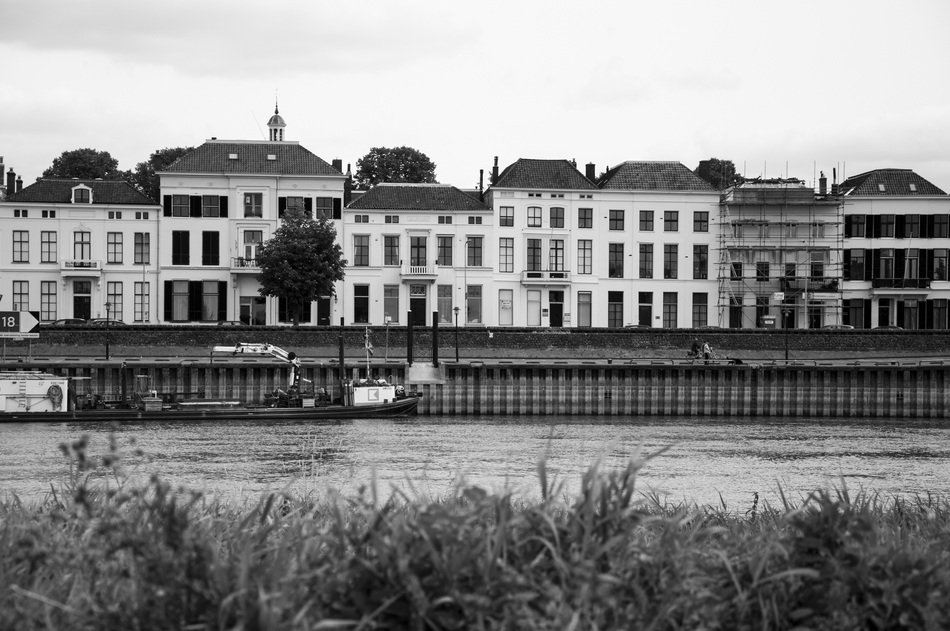 old buildings on waterfront, netherlands, zutphen