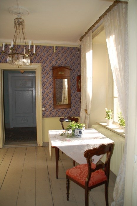 chairs at table in dining room