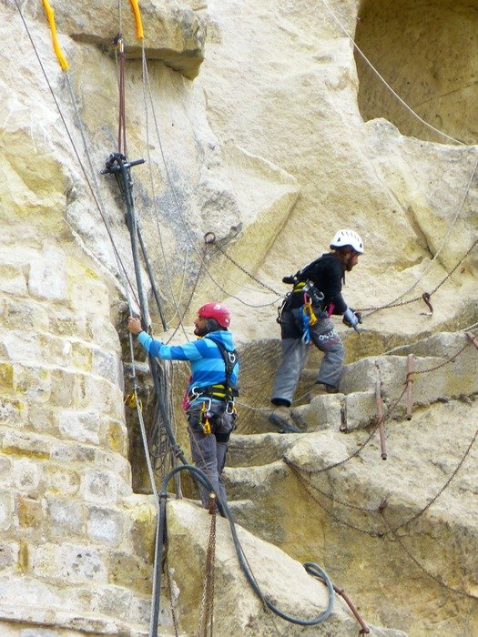 restore work men climb