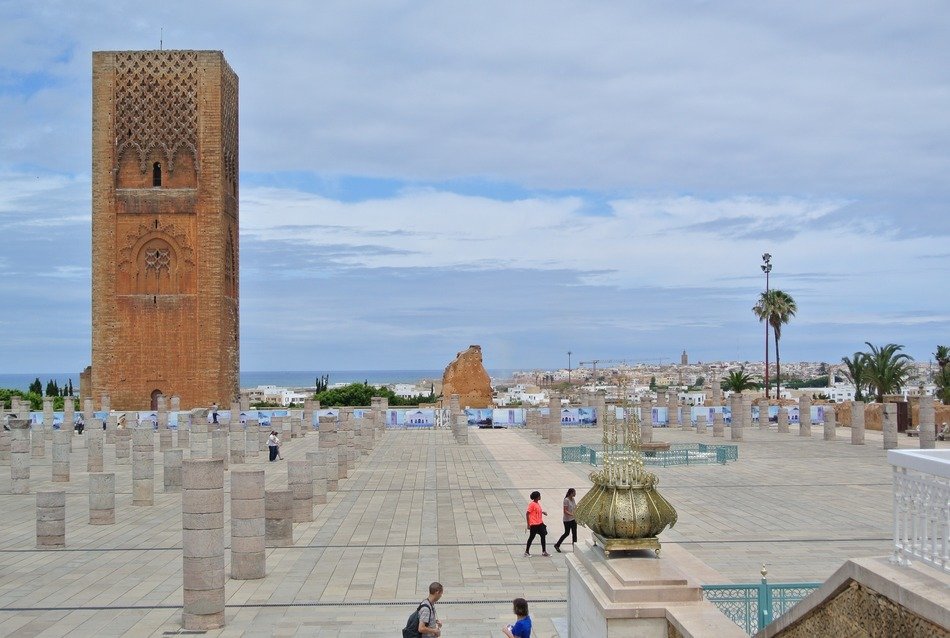 ancient Hassan Tower at unfinished mosque, Morocco, rabat