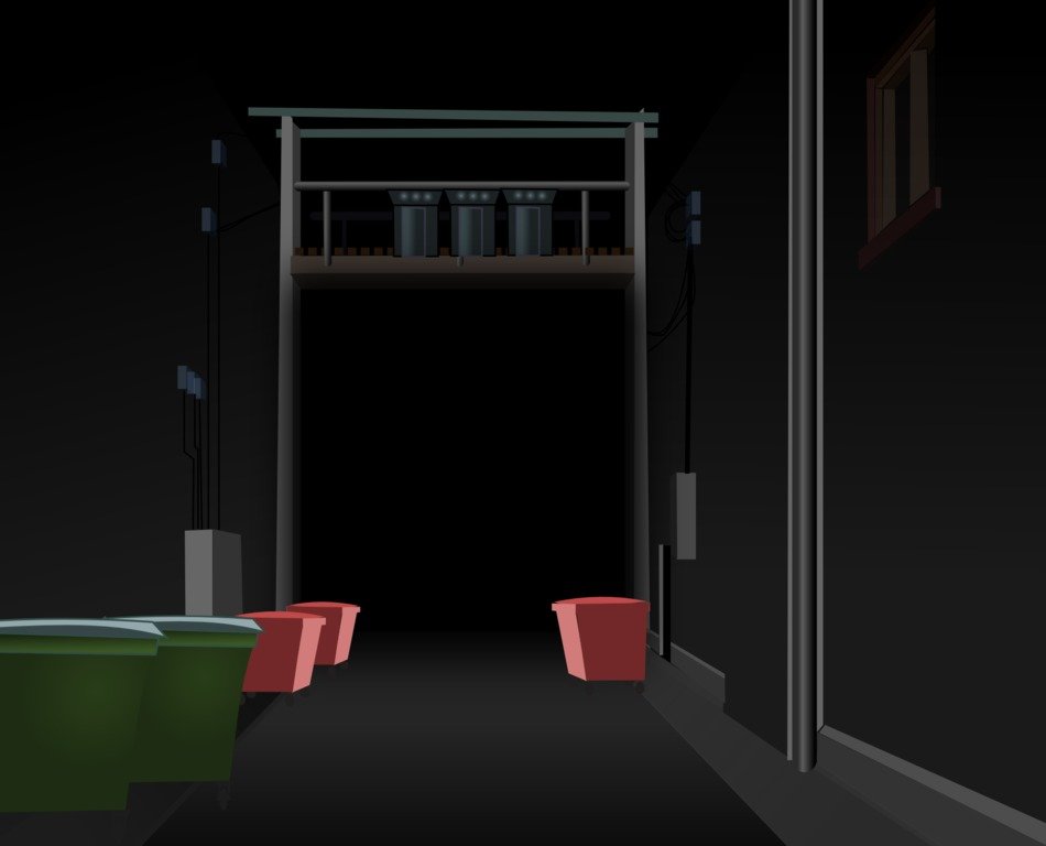 Alley in the city at night clipart