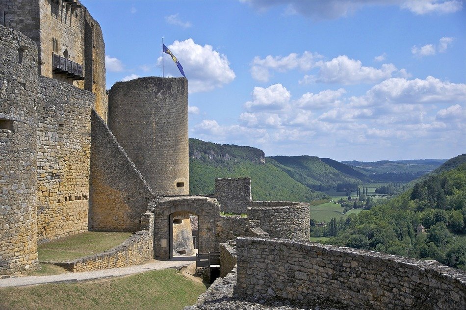 ruins of medieval castle in scenic summer landscape, france