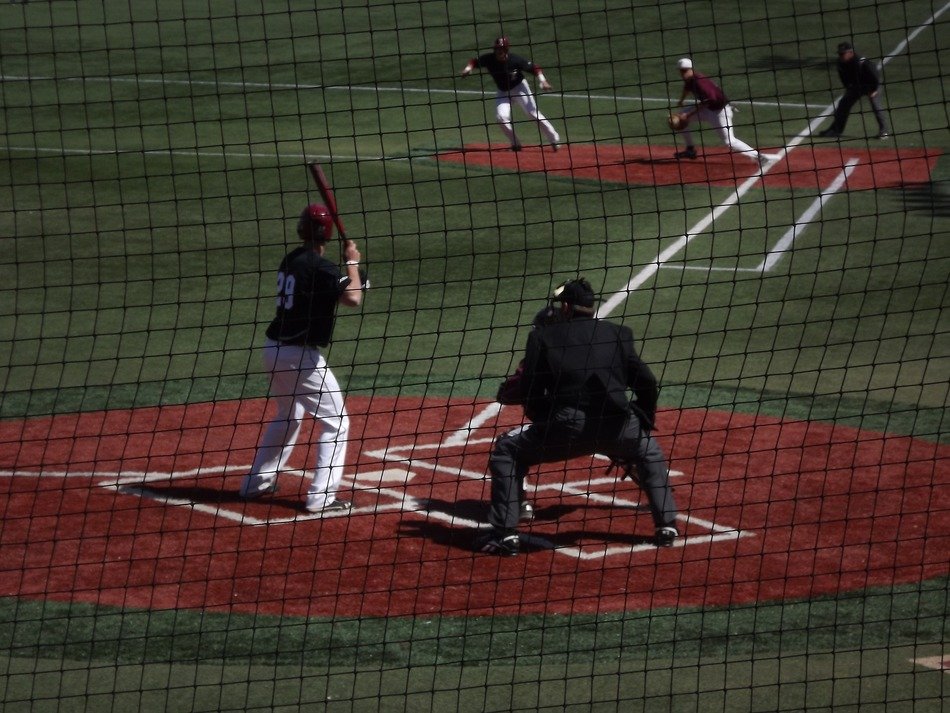 panoramic view of the baseball behind the net