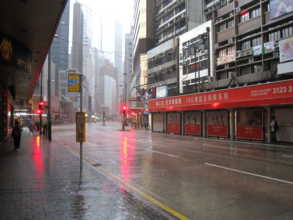 Rain on the street in HongKong