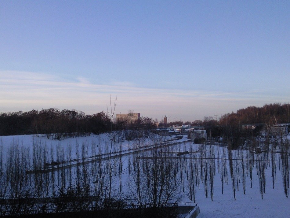 remote view of an industrial city in winter