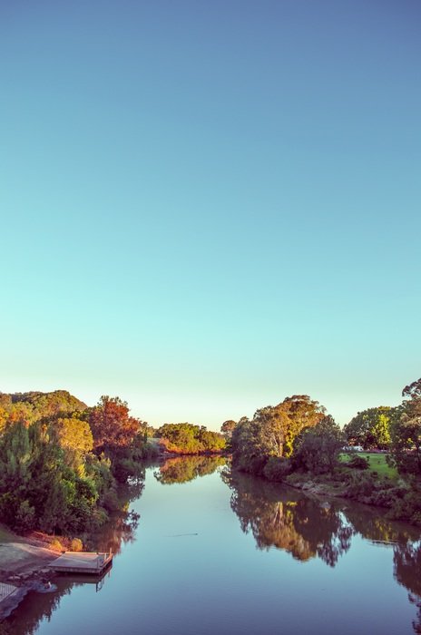 landscape of lake and trees at autumn