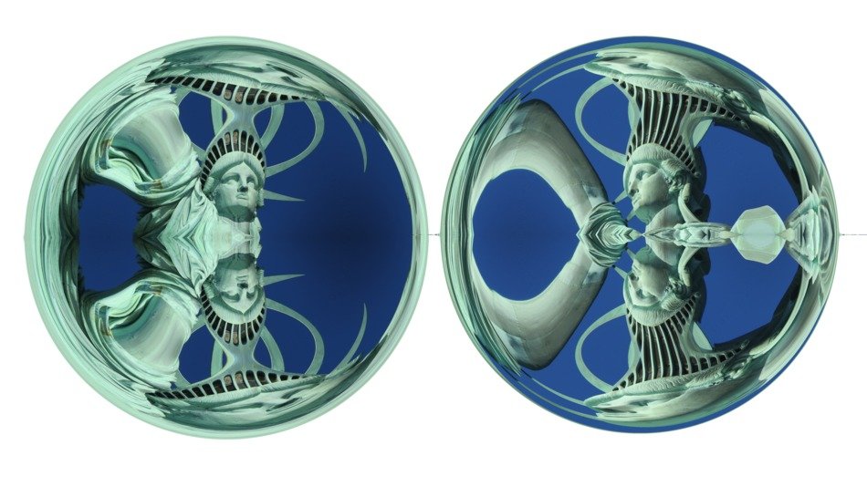 abstract image of the Statue of Liberty in a ball