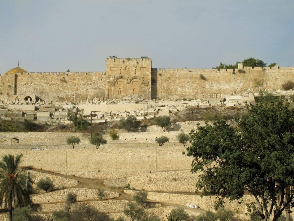 view of the city wall in Jerusalem