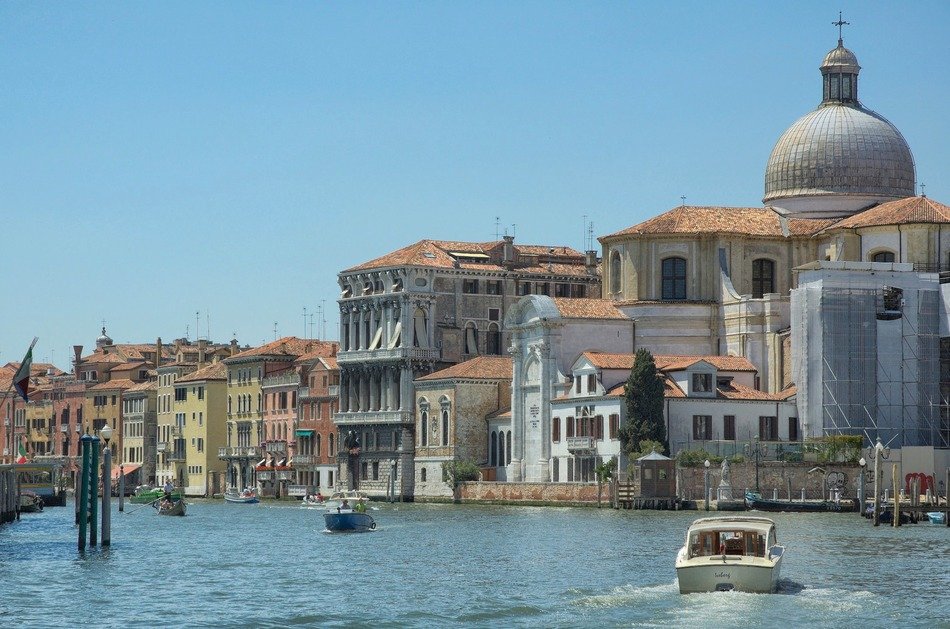 scenic grand canal in Venice