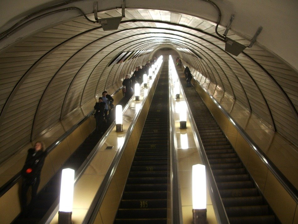 Picture of the escalator in metro in Moscow