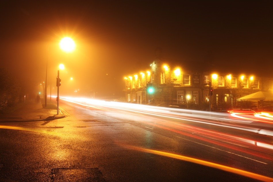 Street lights at night time