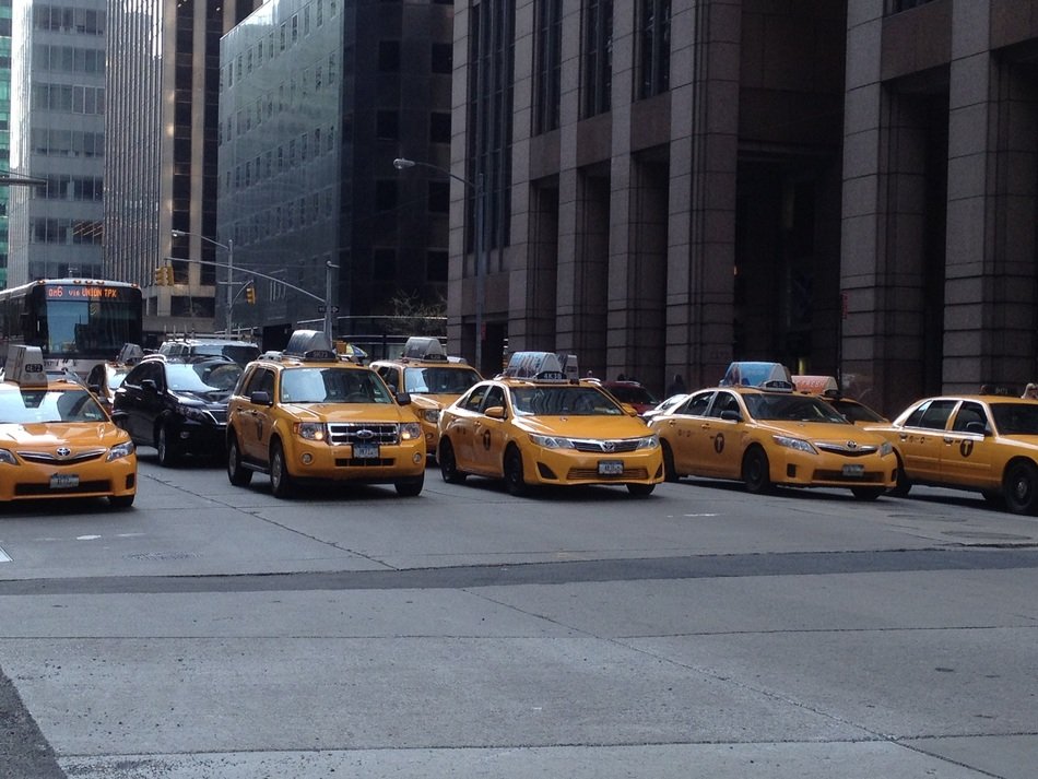taxi in a parking lot in new york