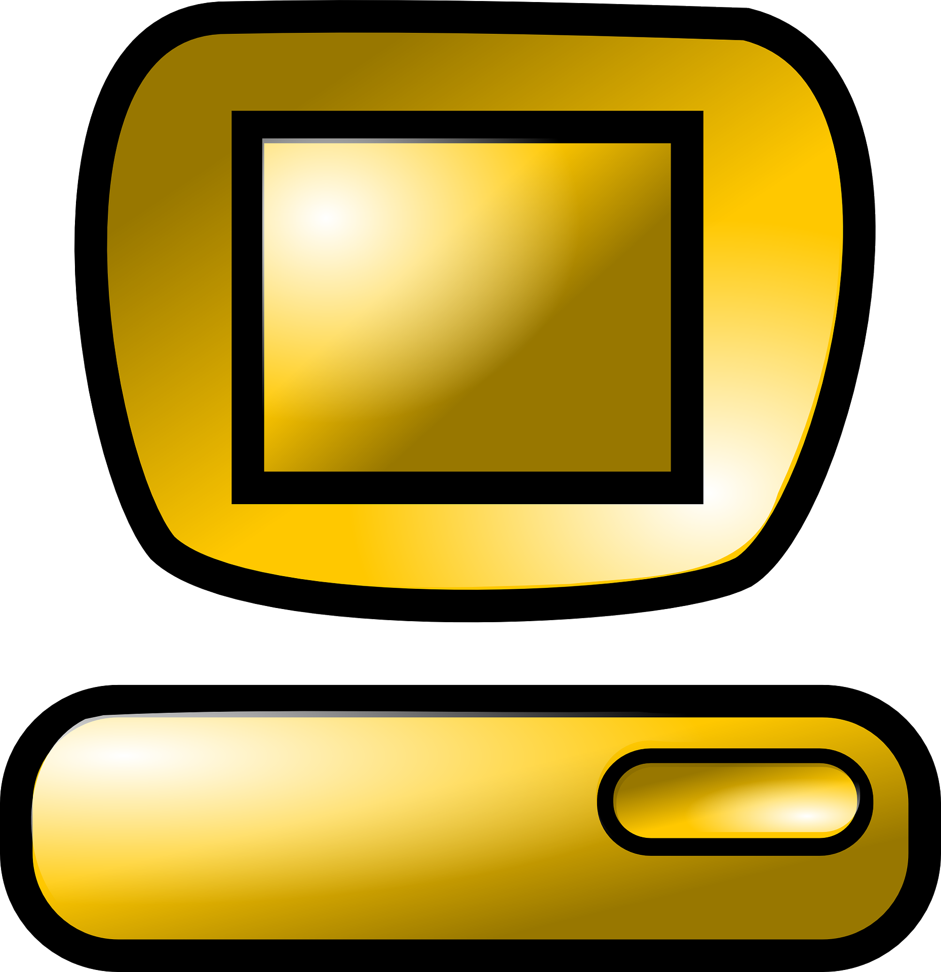 Graphic image of a golden computer free image download