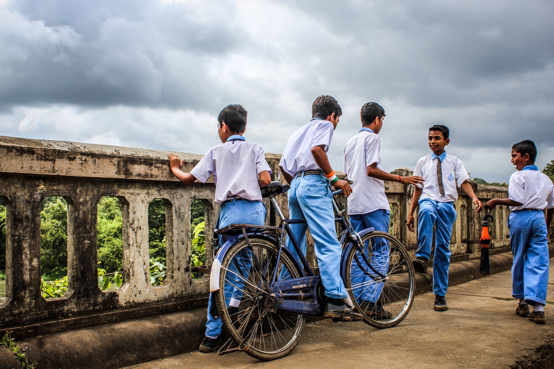 Group of students in rural areas in India free image download