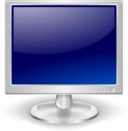 white monitor on stand