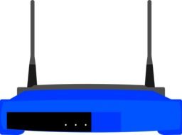 painted blue router on a white background