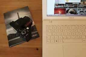 camera and notebook and laptop