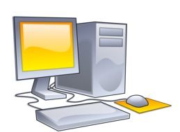 gray computer with a yellow screen as a graphic illustration