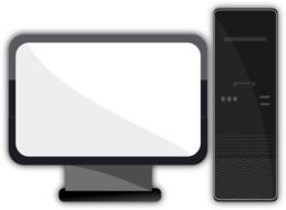 monitor and system unit on a white background