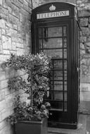 cabin phone black and white photo