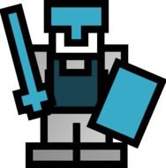 blue tile swordsman from computer game