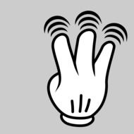 funny drawing of a hand gesture with three hot fingers