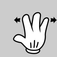 funny drawing of a hand gesture with four fingers and arrows