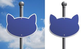 cat head shape sign on pole drawing